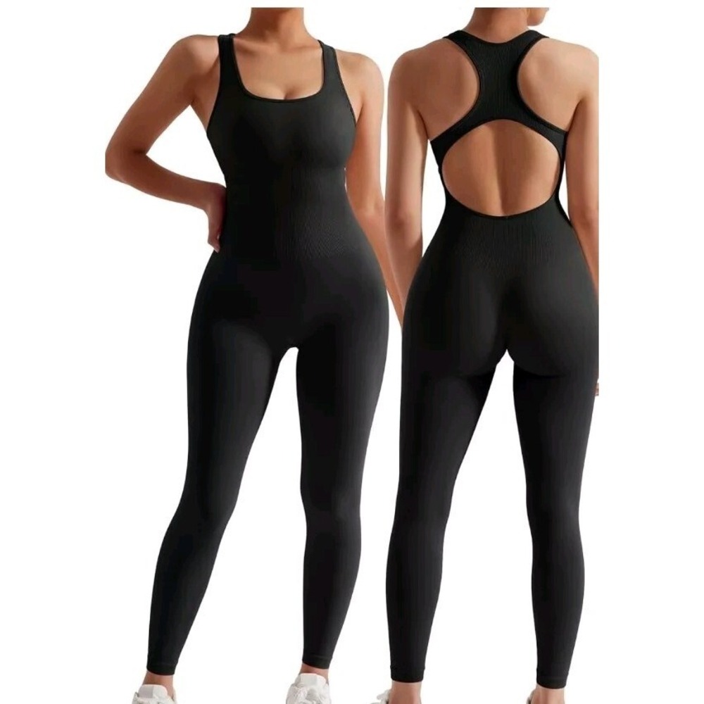 MOSHENGQI Cross back Jumpsuit for Women Seamless , XL-solid Black